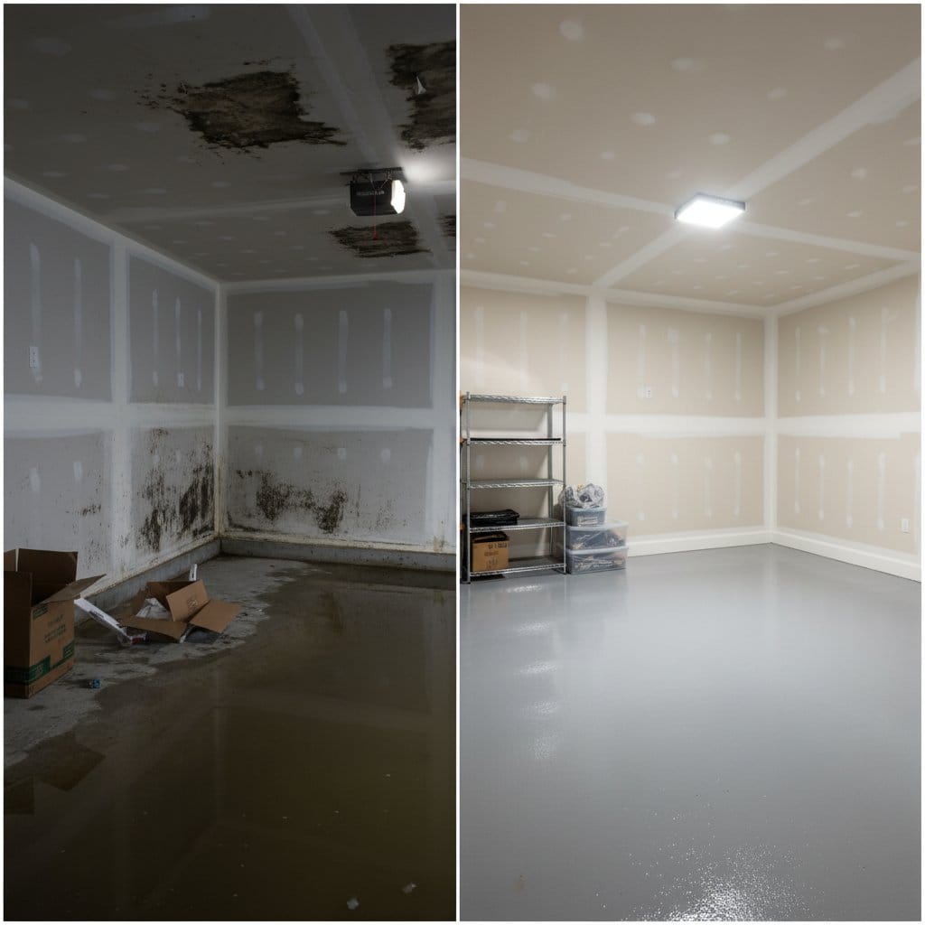 Glen Rock Water Damage Restoration garage restoration before and after in Glen Rock